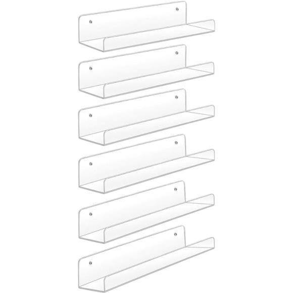 Acrylic Shelves,6 Pack 15 Inch Floating Wall Shelves, Funko Pop Display Shelf